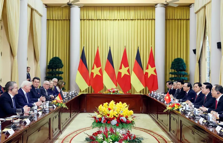 Chủ tịch nước chủ trì lễ đón trọng thể Tổng thống Cộng hòa Liên bang Đức - Ảnh 5.