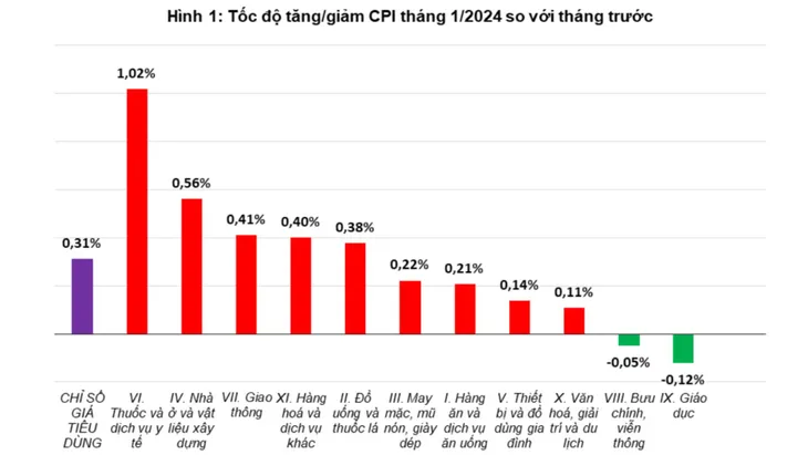 Giá điện, dịch vụ y tế kéo CPI tháng 1 tăng 0,31% - Ảnh 1. Giá điện, dịch vụ y tế kéo CPI tháng 1 tăng 0,31% - Ảnh 1.