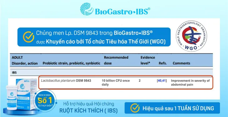 Chủng men vi sinh BioGastro•IBS® được Tổ chức tiêu hóa Thế giới (WGO) đề xuất - Ảnh 1. Chủng men vi sinh BioGastro•IBS® được Tổ chức tiêu hóa Thế giới (WGO) đề xuất - Ảnh 1.
