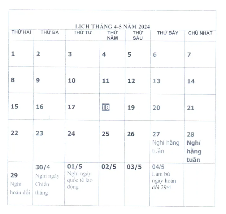 Trình Thủ tướng phương án nghỉ 5 ngày liên tục dịp lễ 30/4 - 1/5 - Ảnh 1. Trình Thủ tướng phương án nghỉ 5 ngày liên tục dịp lễ 30/4 - 1/5 - Ảnh 1.