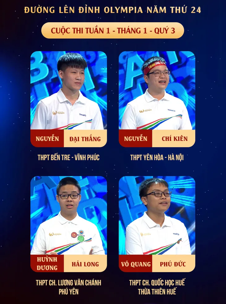 Đường lên đỉnh Olympia 2024: Nam sinh Huế chiến thắng mở đầu Quý III - Ảnh 1. Đường lên đỉnh Olympia 2024: Nam sinh Huế chiến thắng mở đầu Quý III - Ảnh 1.