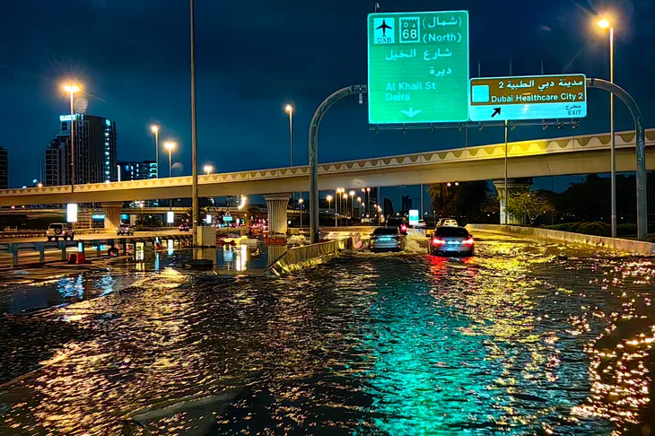 Mưa bão lịch sử làm tê liệt thành phố Dubai - Ảnh 2. Mưa bão lịch sử làm tê liệt thành phố Dubai - Ảnh 2.