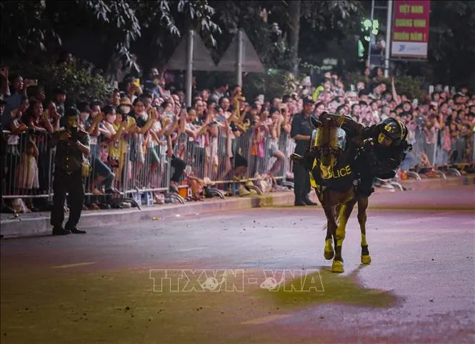 Cảnh sát cơ động kỵ binh biểu diễn trên đường phố Điện Biên - Ảnh 3. Cảnh sát cơ động kỵ binh biểu diễn trên đường phố Điện Biên - Ảnh 3.