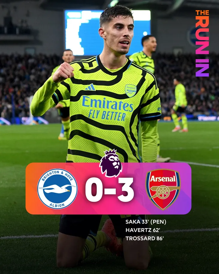 Hạ gục Brighton, Arsenal tạm vươn lên đỉnh Ngoại hạng Anh - Ảnh 1. Hạ gục Brighton, Arsenal tạm vươn lên đỉnh Ngoại hạng Anh - Ảnh 1.