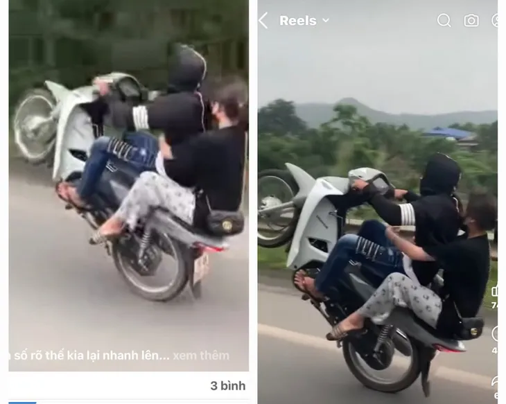 Nhóm thanh thiếu niên đi xe máy bốc đầu trên cao tốc, quay clip đăng lên mạng - Ảnh 2. Nhóm thanh thiếu niên đi xe máy bốc đầu trên cao tốc, quay clip đăng lên mạng - Ảnh 2.
