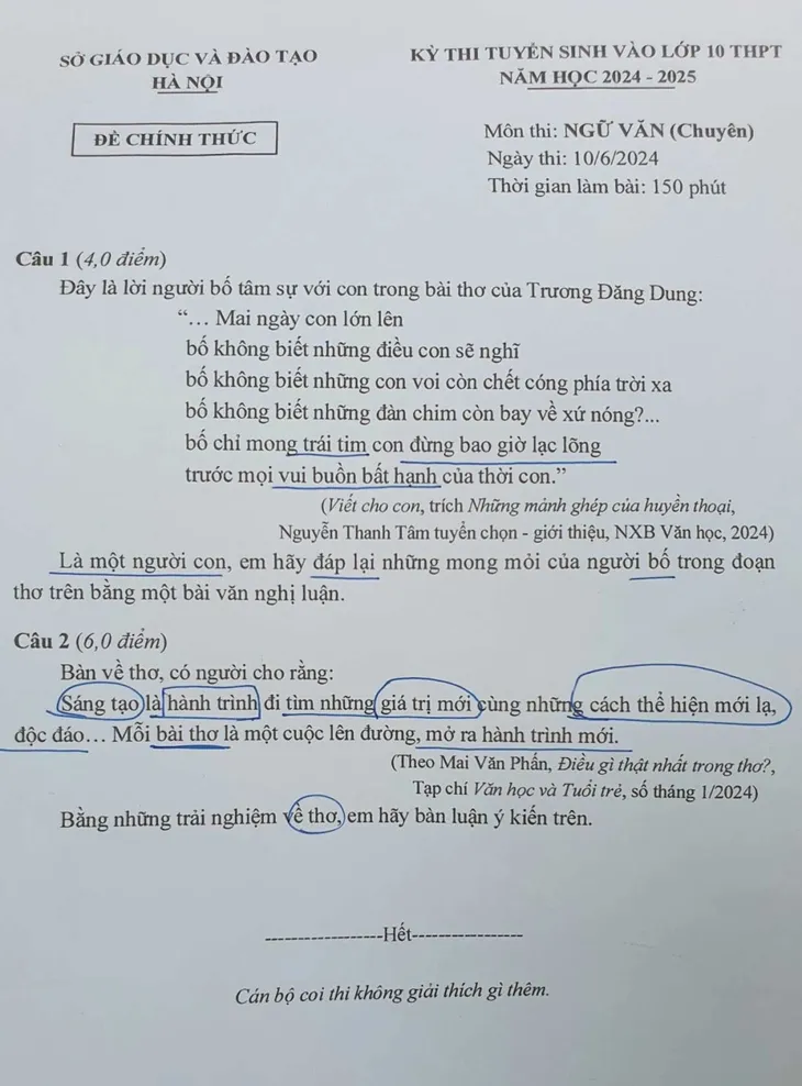 Lời người bố tâm sự với con vào bài thi môn chuyên trong kỳ thi tuyển sinh lớp 10 ở Hà Nội - Ảnh 4. Lời người bố tâm sự với con vào bài thi môn chuyên trong kỳ thi tuyển sinh lớp 10 ở Hà Nội - Ảnh 4.