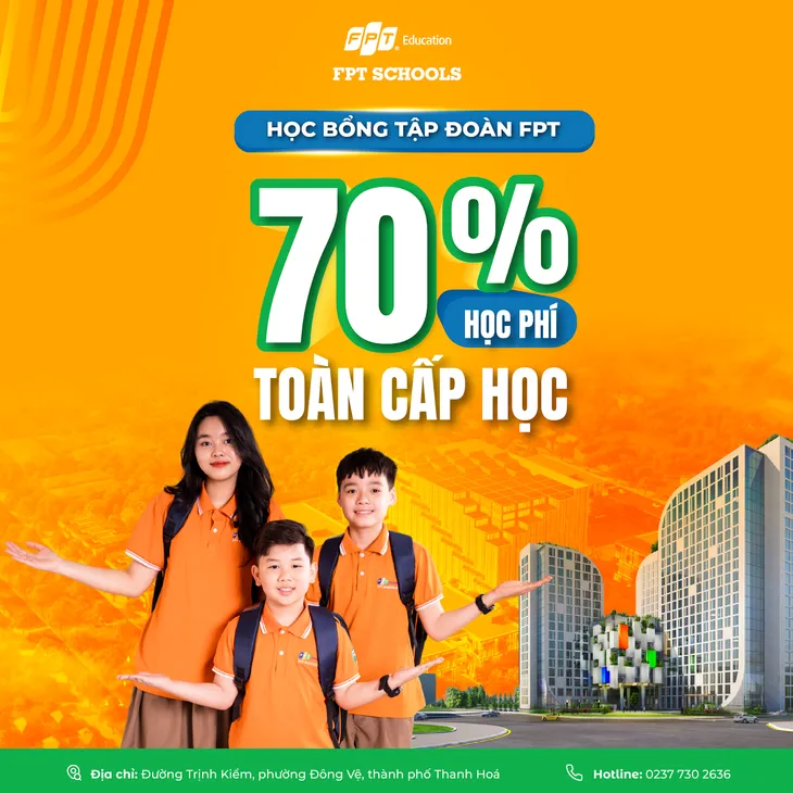 Tập đoàn FPT trao 240 suất học bổng khủng trị giá 70% học phí toàn cấp học dành cho học sinh xứ Thanh - Ảnh 1. Tập đoàn FPT trao 240 suất học bổng khủng trị giá 70% học phí toàn cấp học dành cho học sinh xứ Thanh - Ảnh 1.