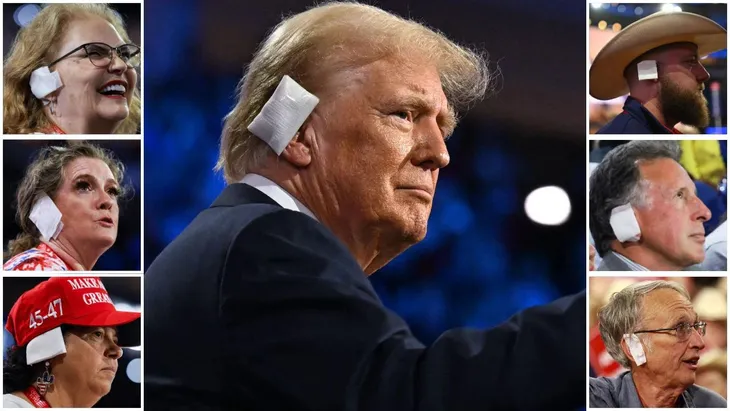 Trào lưu đeo băng tai y tế ủng hộ ông Trump - Ảnh 1. Trào lưu đeo băng tai y tế ủng hộ ông Trump - Ảnh 1.