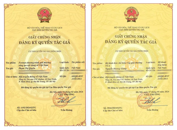 Giải thưởng Sáng tạo nội dung số Việt Nam được cấp chứng nhận bản quyền - Ảnh 1. Giải thưởng Sáng tạo nội dung số Việt Nam được cấp chứng nhận bản quyền - Ảnh 1.