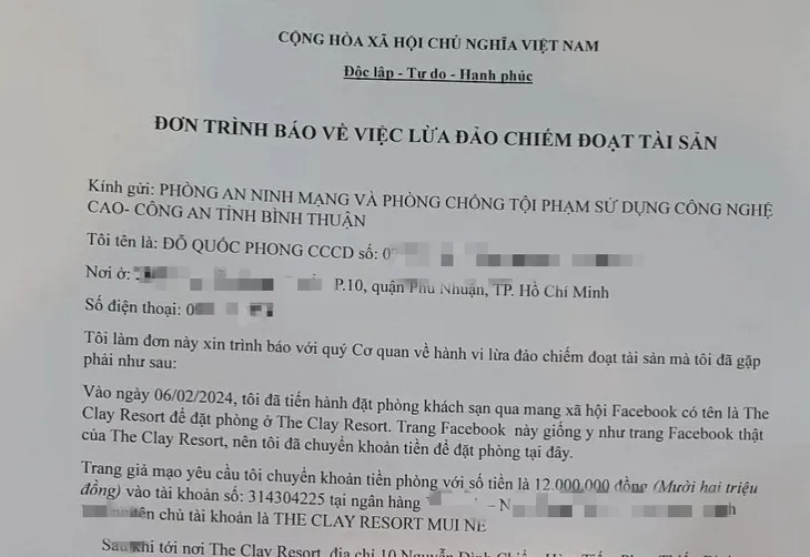 Cảnh báo thủ đoạn giả mạo khách sạn, resort đặt phòng trực tuyến - Ảnh 1.
