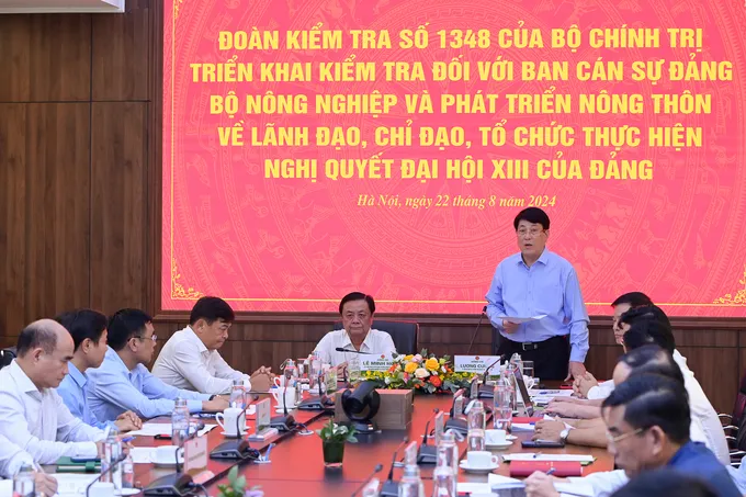 Triển khai Quyết định kiểm tra của Bộ Chính trị tại Bộ Nông nghiệp và Phát triển nông thôn - Ảnh 1.