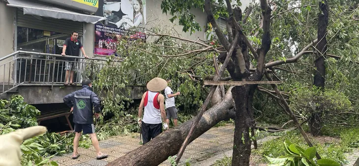 Người dân Hà Nội dọn dẹp đường phố sau cơn bão - Ảnh 7. Người dân Hà Nội dọn dẹp đường phố sau cơn bão - Ảnh 7.