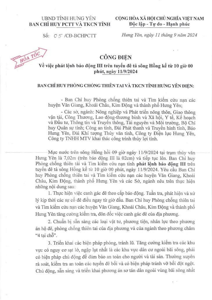 Hưng Yên, Hải Dương phát lệnh báo động lũ lụt mức độ 3 trên nhiều hệ thống sông - Ảnh 1.