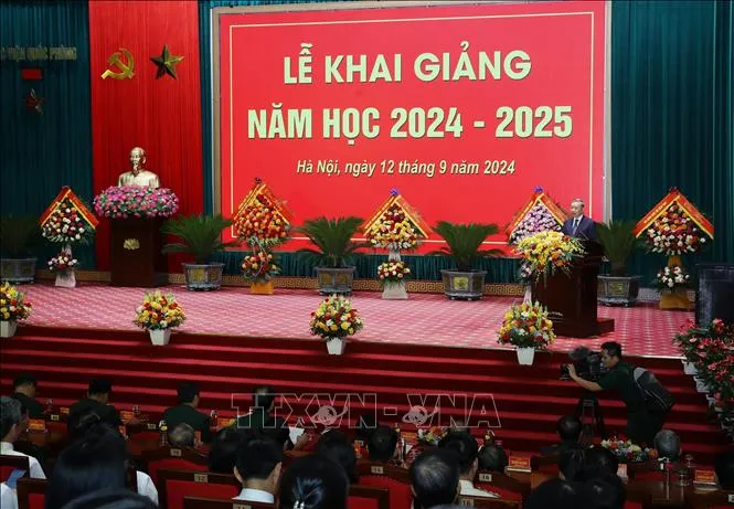 Tổng Bí thư, Chủ tịch nước dự Lễ khai giảng năm học 2024 - 2025 của Học viện Quốc phòng - Ảnh 3. Tổng Bí thư, Chủ tịch nước dự Lễ khai giảng năm học 2024 - 2025 của Học viện Quốc phòng - Ảnh 3.