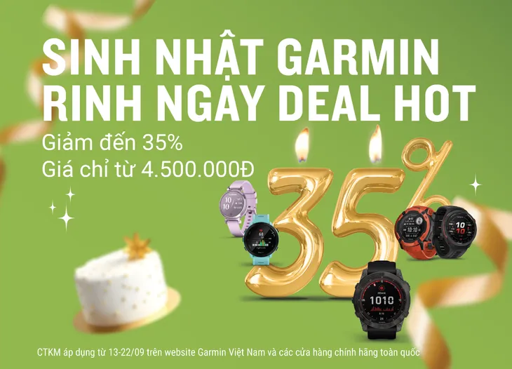 Đón tuổi mới Garmin ưu đãi lên đến 35% khi mua đồng hồ thông minh - Ảnh 1. Đón tuổi mới Garmin ưu đãi lên đến 35% khi mua đồng hồ thông minh - Ảnh 1.