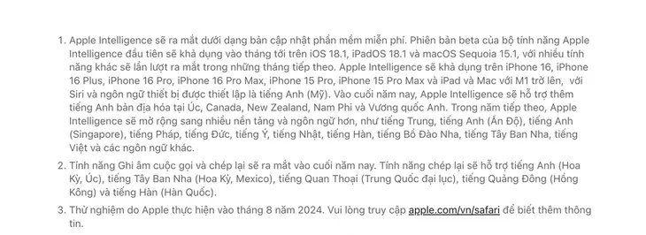 Apple Intelligence sắp hỗ trợ tiếng Việt - Ảnh 1. Apple Intelligence sắp hỗ trợ tiếng Việt - Ảnh 1.