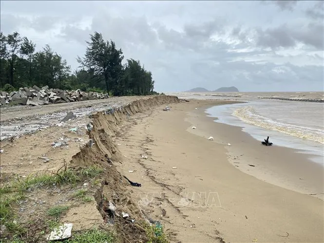 Sạt lở nghiêm trọng tại bờ biển Xuân Hội, Hà Tĩnh - Ảnh 1. Sạt lở nghiêm trọng tại bờ biển Xuân Hội, Hà Tĩnh - Ảnh 1.