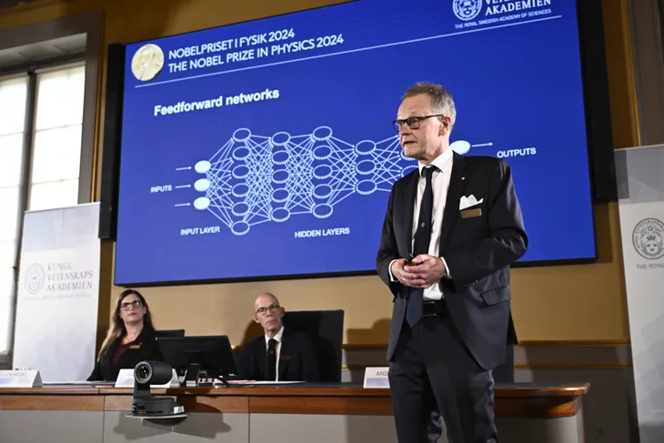 Hai nhà khoa học tiên phong về AI giành giải Nobel Vật lý 2024 - Ảnh 1. Hai nhà khoa học tiên phong về AI giành giải Nobel Vật lý 2024 - Ảnh 1.