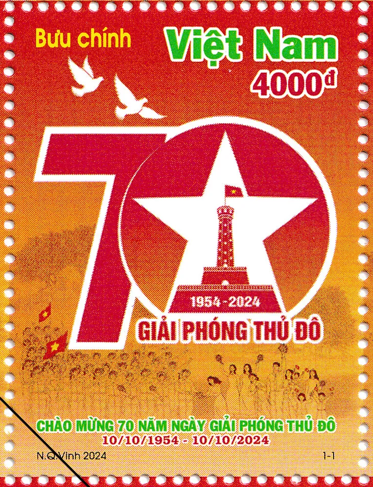 Phát hành bộ tem chào mừng 70 năm Ngày Giải phóng Thủ đô - Ảnh 1.