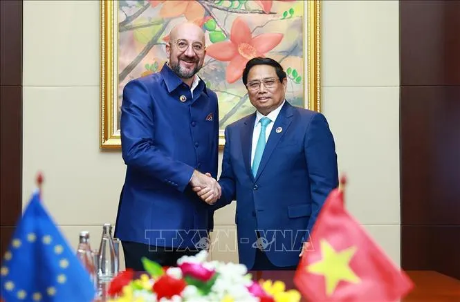 Thủ tướng Phạm Minh Chính hội kiến Thủ tướng Malaysia Anwar Ibrahim - Ảnh 1. Thủ tướng Phạm Minh Chính hội kiến Thủ tướng Malaysia Anwar Ibrahim - Ảnh 1.