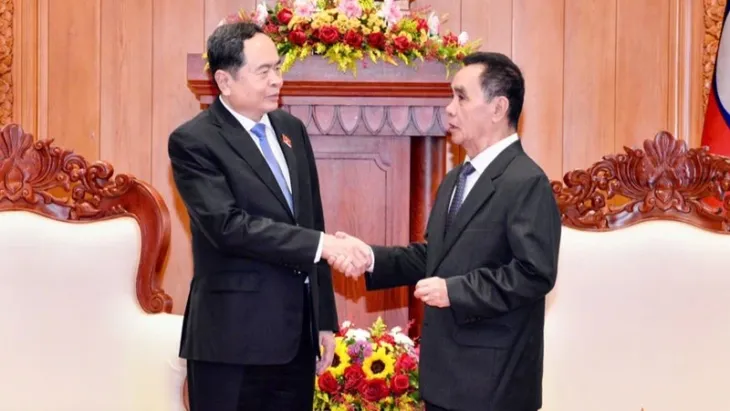 Chủ tịch Quốc hội Trần Thanh Mẫn gặp các đồng chí lãnh đạo, nguyên lãnh đạo của Lào - Ảnh 1. Chủ tịch Quốc hội Trần Thanh Mẫn gặp các đồng chí lãnh đạo, nguyên lãnh đạo của Lào - Ảnh 1.