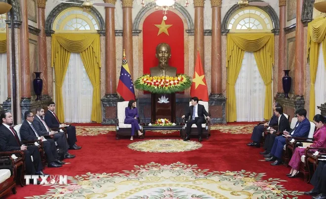 Chủ tịch nước Lương Cường tiếp Phó Tổng thống Thường trực Bolivar Venezuela - Ảnh 1. Chủ tịch nước Lương Cường tiếp Phó Tổng thống Thường trực Bolivar Venezuela - Ảnh 1.