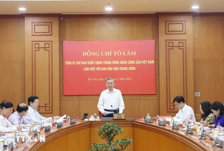 Tổng Bí thư Tô Lâm: Đổi mới mạnh mẽ công tác dân vận trong giai đoạn cách mạng mới - Ảnh 1. Tổng Bí thư Tô Lâm: Đổi mới mạnh mẽ công tác dân vận trong giai đoạn cách mạng mới - Ảnh 1.