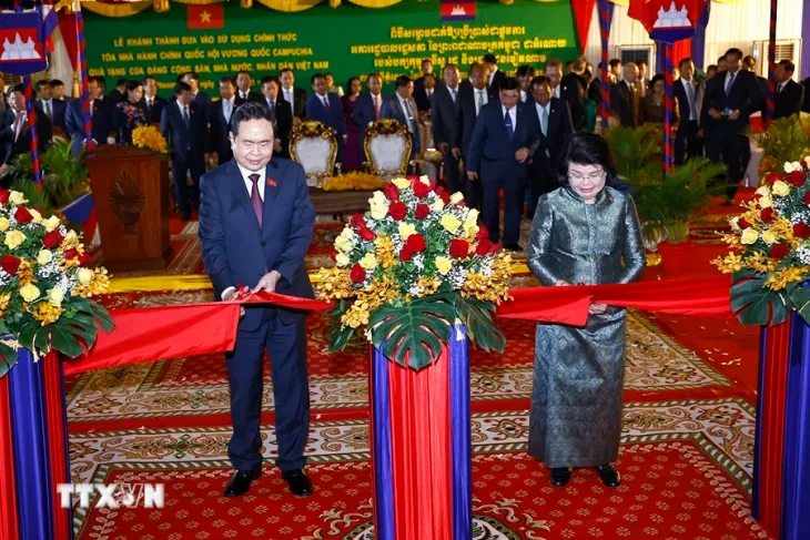 Chủ tịch Quốc hội Trần Thanh Mẫn dự lễ khánh thành tòa nhà hành chính Quốc hội Campuchia - Ảnh 1. Chủ tịch Quốc hội Trần Thanh Mẫn dự lễ khánh thành tòa nhà hành chính Quốc hội Campuchia - Ảnh 1.