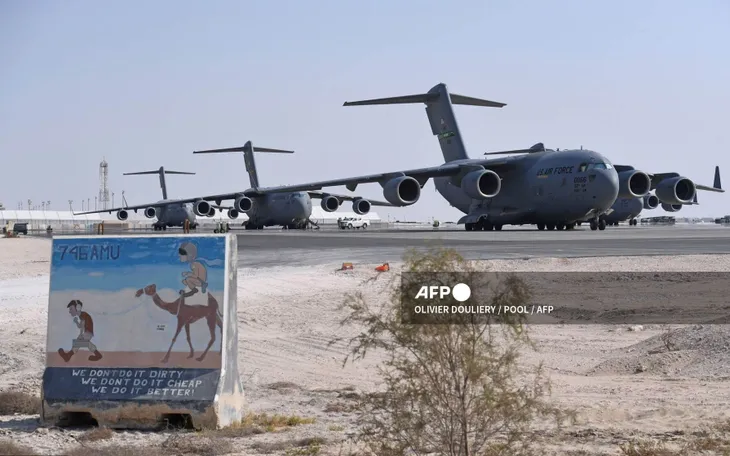 Máy bay C-17 Globemaster tại căn cứ không quân Al-Udeid ở Qatar (Ảnh: AFP)