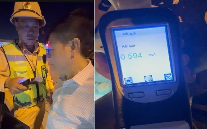 Phát hiện, xử lý  trường hợp vi phạm nồng độ cồn kịch khung khi điều khiển phương tiện tham gia giao thông trên đường cao tốc. Ảnh: Cục CSGT