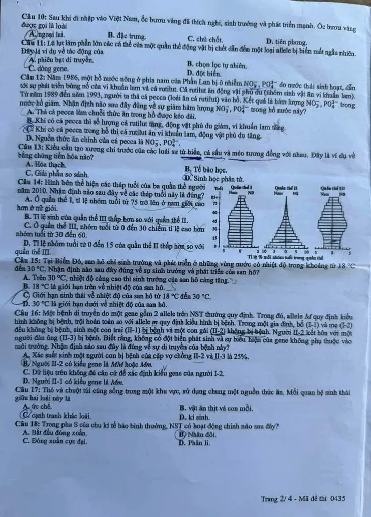 Đề thi môn Sinh học thi tốt nghiệp THPT - Ảnh 3.