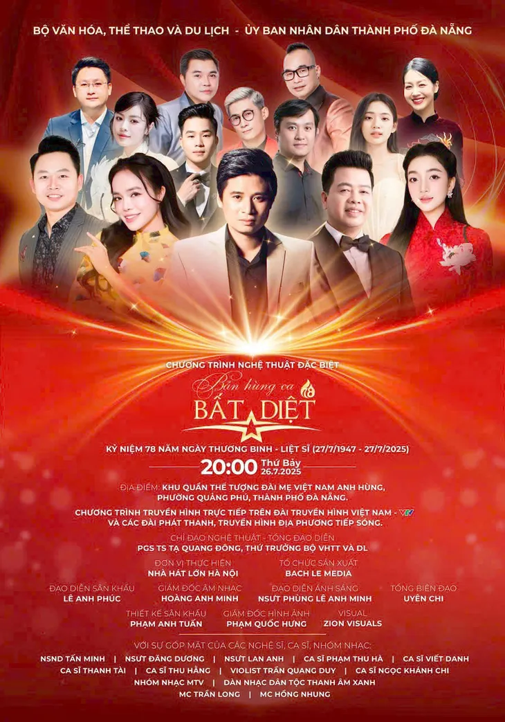 កម្មវិធីនេះបានប្រព្រឹត្តទៅយ៉ាងអធិកអធម ដោយមានការចូលរួមពីសិល្បករល្បីៗជាច្រើនរូប។ Chương trình được dàn dựng công phu với sự góp mặt của nhiều nghệ sĩ nổi tiếng