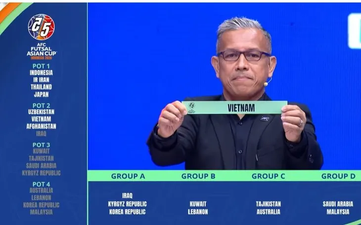 VCK futsal châu Á 2026: Việt Nam cùng bảng với đương kim Á quân Thái Lan