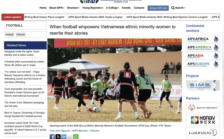 Truyền thông quốc tế ấn tượng về Giải bóng đá nữ dân tộc thiểu số Cúp VTV5