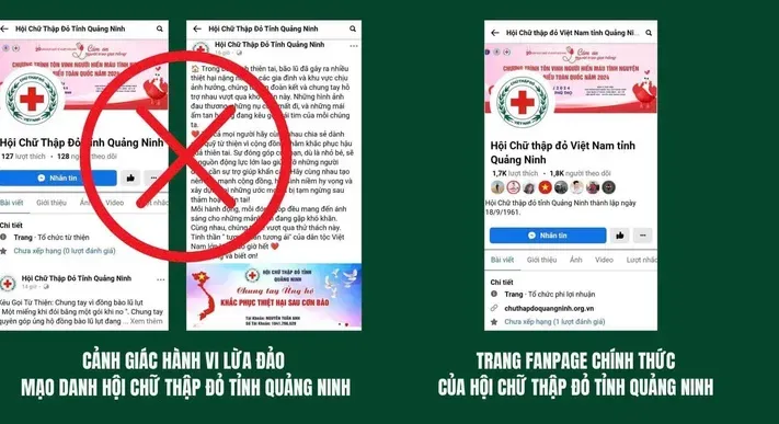 Fanpage mạo danh Hội Chữ thập đỏ Quảng Ninh kêu gọi ủng hộ dân vùng bão