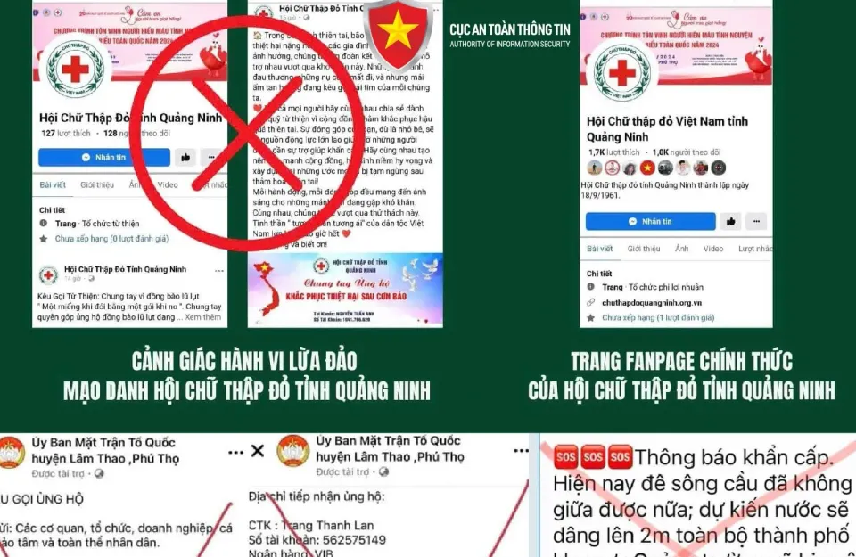 Cảnh báo lừa đảo kêu gọi quyên góp ủng hộ đồng bào vùng lũ lụt