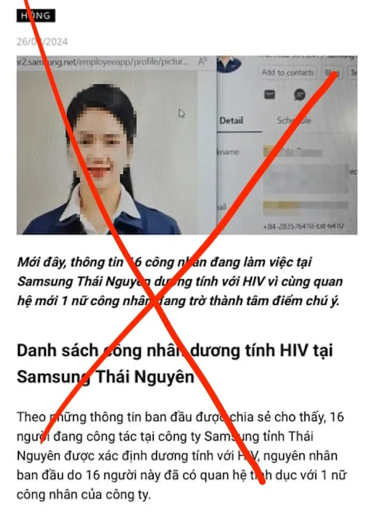 Đăng tin “Nữ công nhân Samsung nhiễm HIV”, nam thanh niên bị xử phạt 7,5 triệu đồng