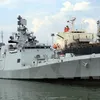 Indian naval ship INS Sahyadri docks in Da Nang