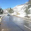 Ice causes slippery roads