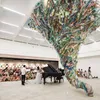 Artworks made from used plastic warn of environmental damage