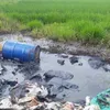 Chemical drums dumped on the side of Thăng Long Boulevard