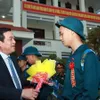 Young Vietnamese people sent off for military services