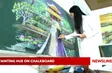 Painting Hue on chalkboard