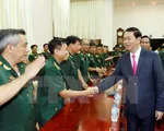 Chủ tịch nước đ&aacute;nh gi&aacute; cao những th&agrave;nh t&iacute;ch của lực lượng Qu&acirc;n khu 9