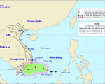 Vùng áp thấp trên Biển Đông mạnh lên thành áp thấp nhiệt đới, gây mưa dông ở các tỉnh phía Nam