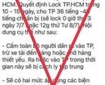 Bác bỏ tin lan truyền 'lock TP Hồ Chí Minh trong 10-15 ngày'