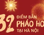 [Infographic] 32 điểm bắn pháo hoa ở Hà Nội đêm giao thừa Tết Giáp Thìn