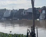 Sạt lở bờ sông ở An Giang, 10 căn nhà bị trôi xuống nước