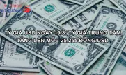 Tỷ giá USD ngày 19/8: Tỷ giá trung tâm tăng lên mốc 25.255 đồng/USD
