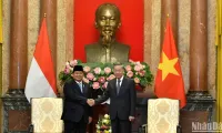 Top leader of Vietnam receives President-elect of Indonesia